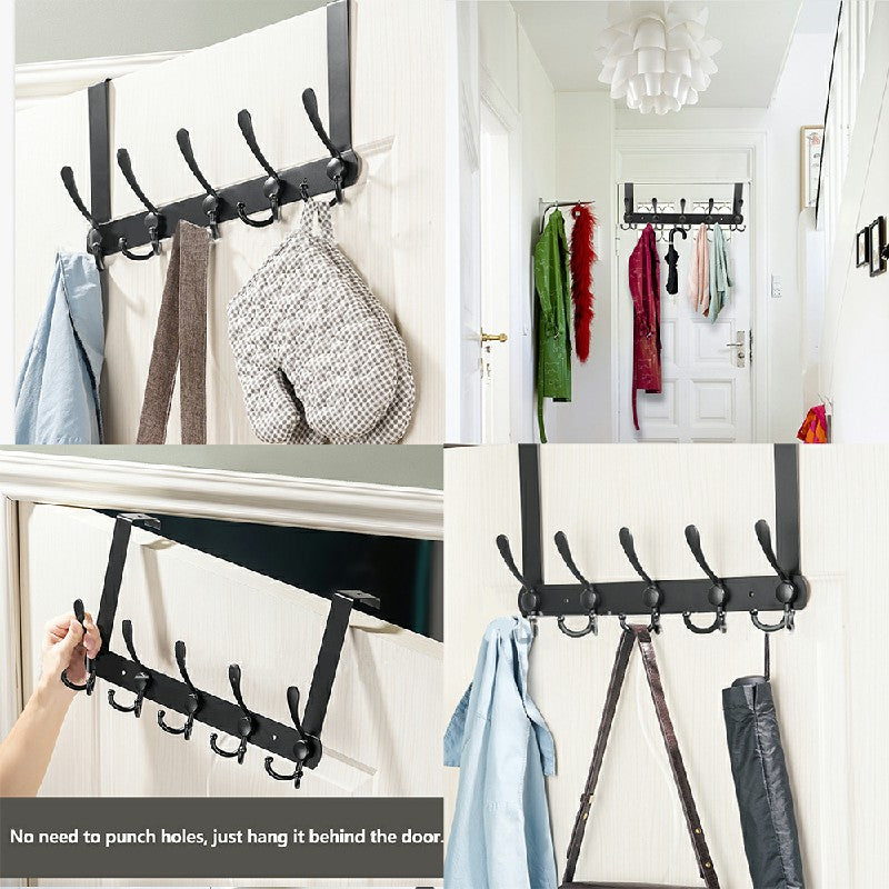 Over Door Hook Rack – Stainless Steel Tri Hook Design in Black or Silver