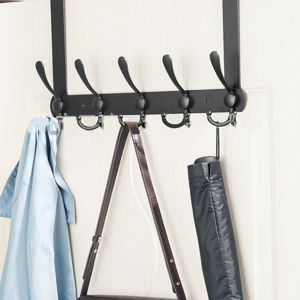Over Door Hook Rack – Stainless Steel Tri Hook Design in Black or Silver