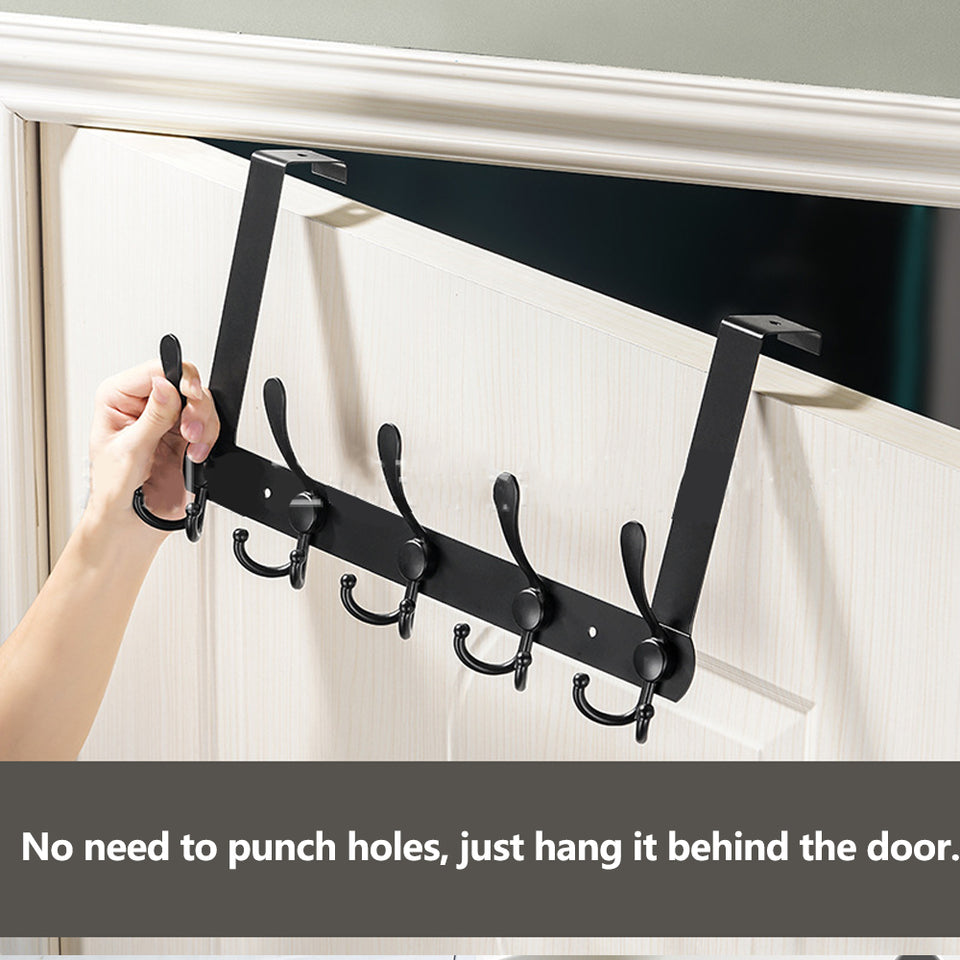 Over Door Hook Rack – Stainless Steel Tri Hook Design in Black or Silver