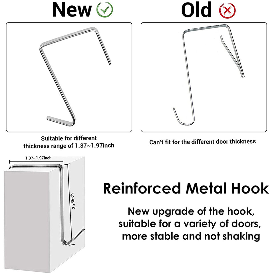 24 Pocket Over Door Shoe Organiser with Hooks – Grey Fabric Storage
