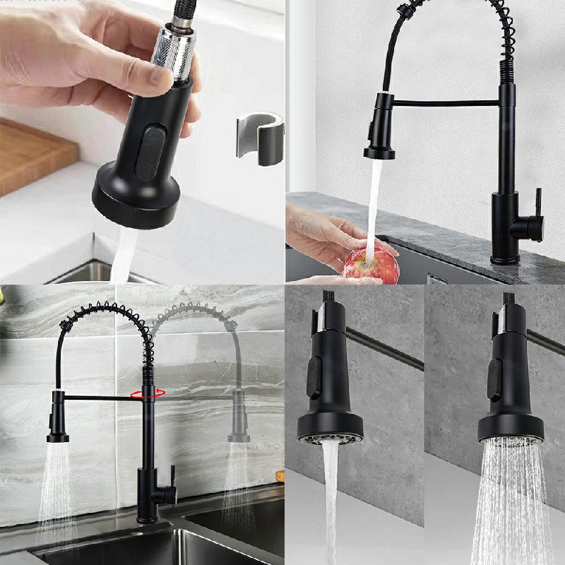 Monobloc Kitchen Sink Mixer Tap with Pull Out Hose Sprayer Single Lever