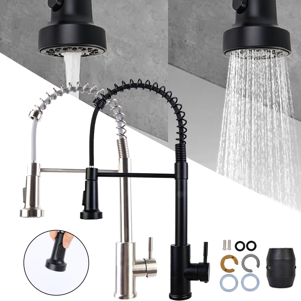 Monobloc Kitchen Sink Mixer Tap with Pull Out Hose Sprayer Single Lever