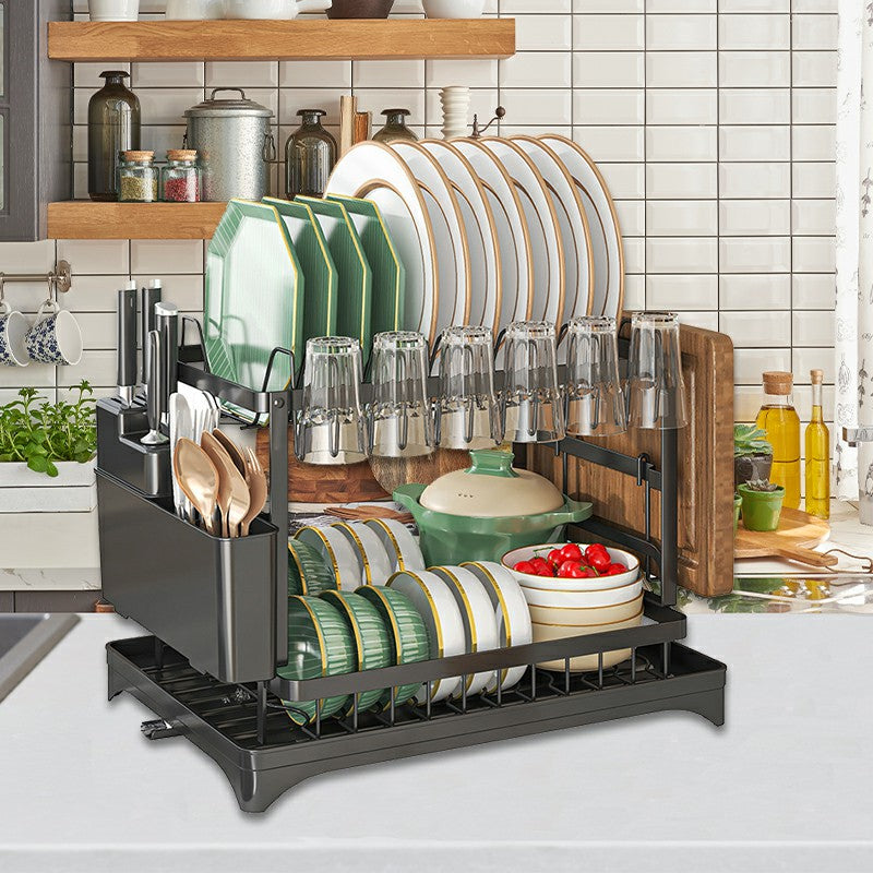 2 Tier Dish Drainer Rack – Rust Resistant Metal with Customisable Storage