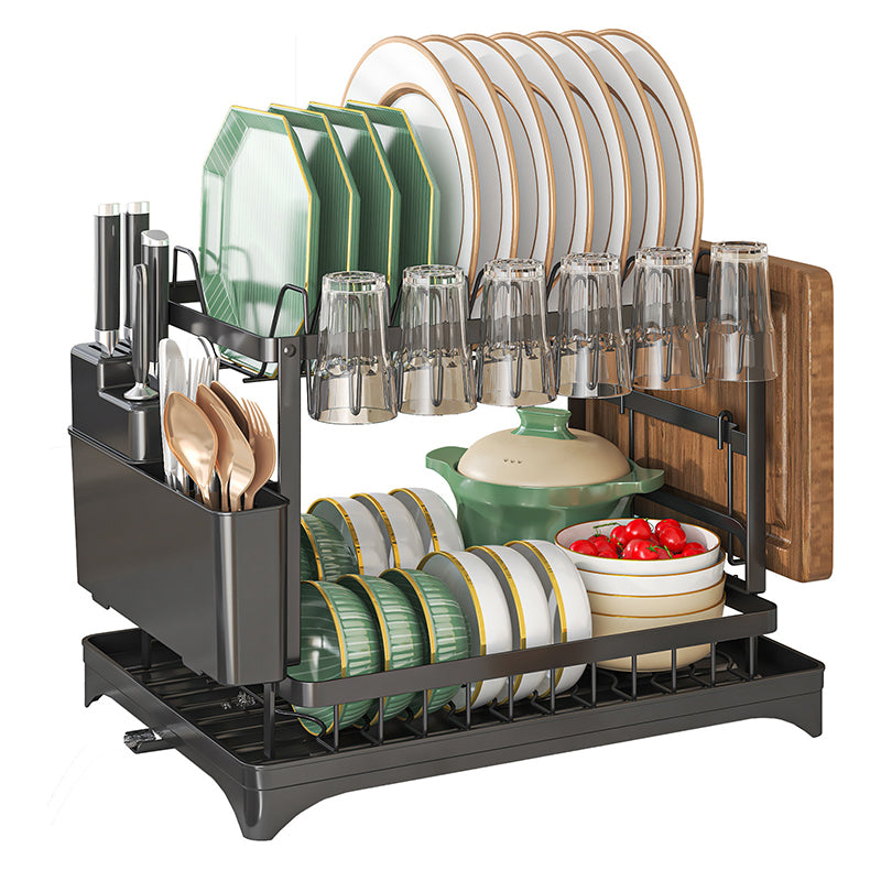 2 Tier Dish Drainer Rack – Rust Resistant Metal with Customisable Storage