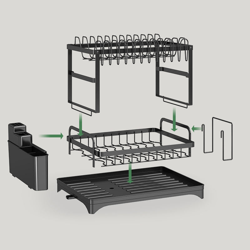 2 Tier Dish Drainer Rack – Rust Resistant Metal with Customisable Storage