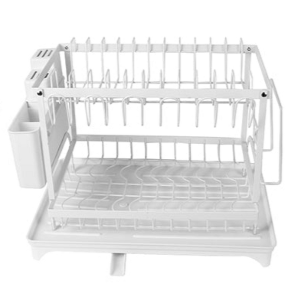 2 Tier Dish Drainer Rack – Rust Resistant Metal with Customisable Storage