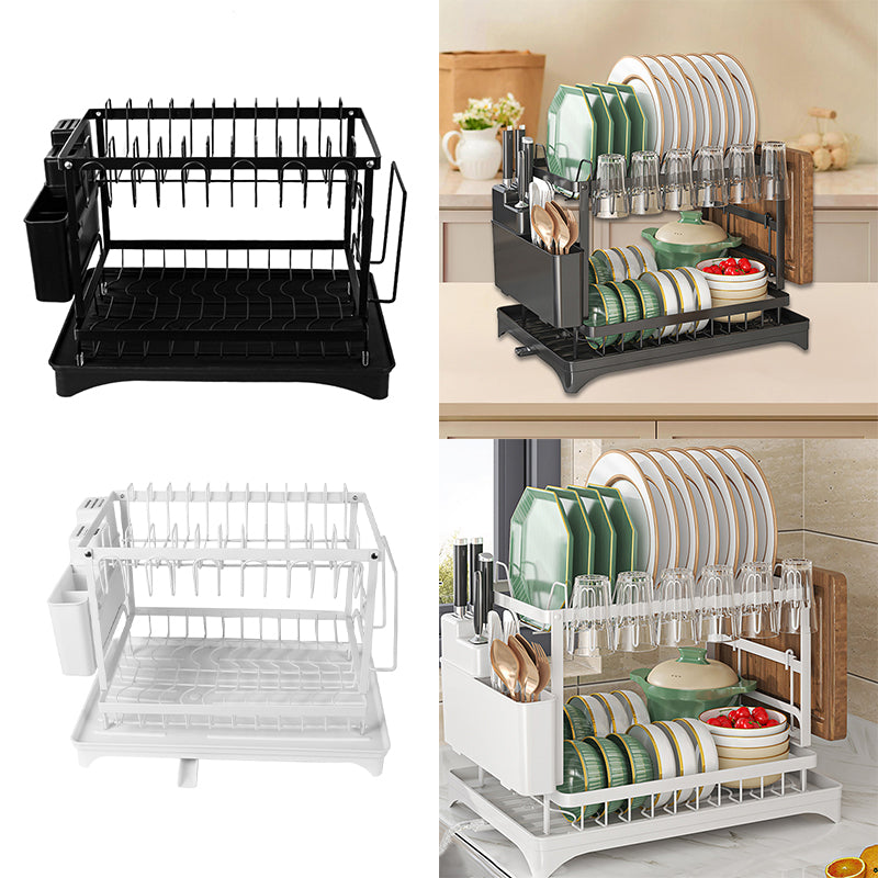 2 Tier Dish Drainer Rack – Rust Resistant Metal with Customisable Storage
