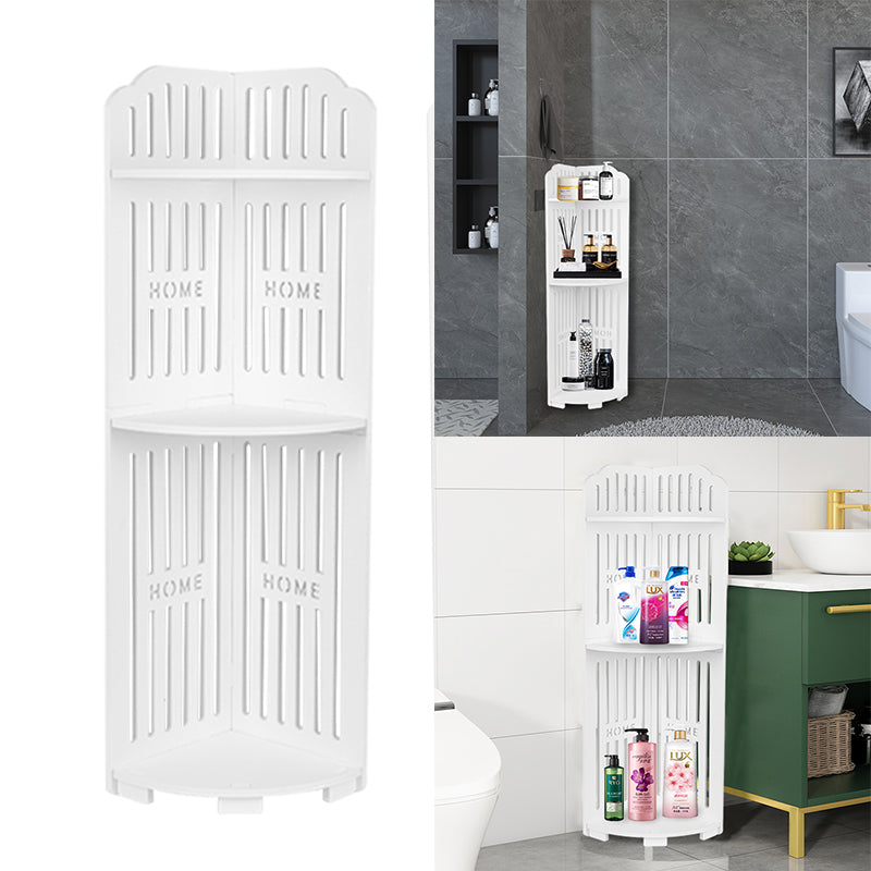3-Tier Corner Bath Shelf Unit – Space-Saving Waterproof PVC Storage Rack