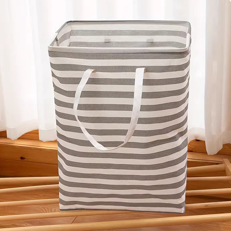 Two grey and black folding laundry baskets with handles, 75L capacity, versatile hampers for laundry organization.