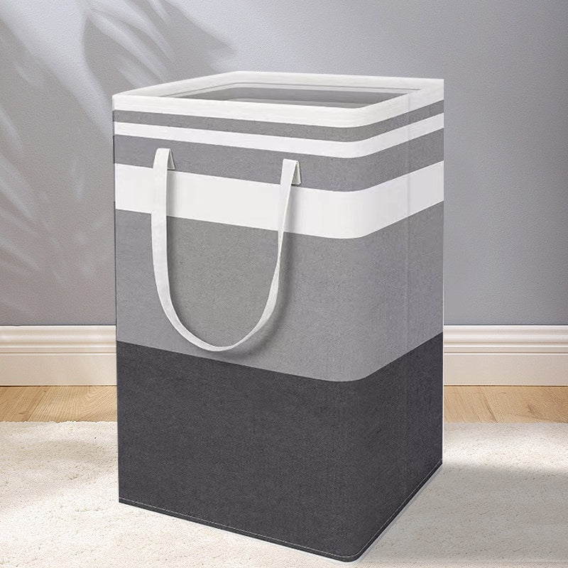 Set of two grey and black 75L folding laundry hampers with handles, ideal for easy laundry organization by Lavish Kitchen Isle.
