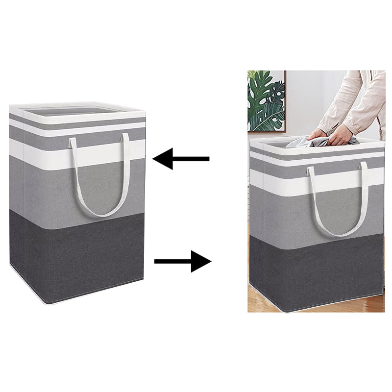 Set of two grey and black folding laundry hampers with handles, 75L capacity, durable design by Lavish Kitchen Isle.
