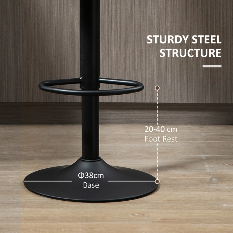 Set of 2 Bar stools with Footrest and Backrest Steel Frame Gas Lift