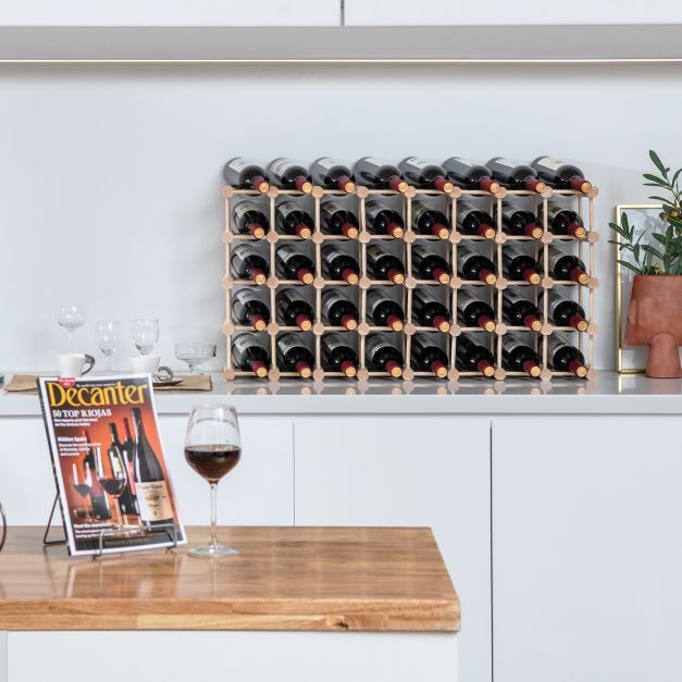 Freestanding Wooden Wine Rack for Up to 36 Bottles