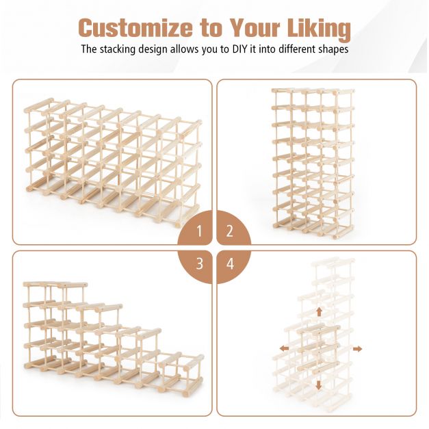 Freestanding Wooden Wine Rack for Up to 36 Bottles