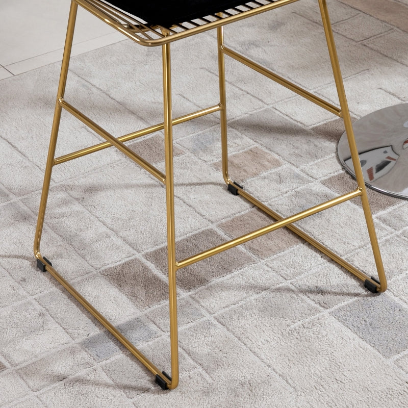 Set of 2 Bar stools Modern Counter Height Wire Metal - Gold