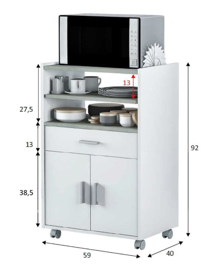 White and Grey Kitchen Trolley