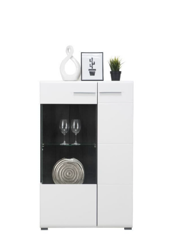 Regal White Gloss and Black Short Display Cabinet