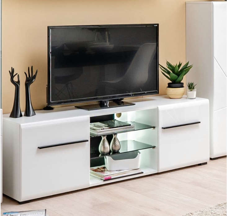 Harmony Large Tall White Gloss TV Cabinet for upto 65inch TV