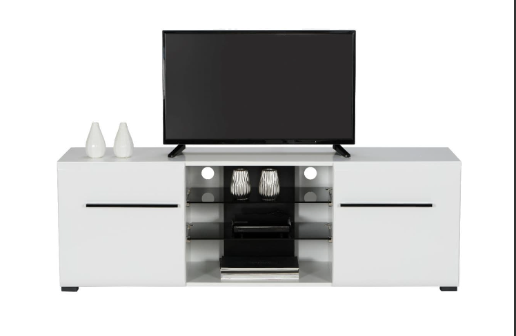 Harmony Large Tall White Gloss TV Cabinet for upto 65inch TV