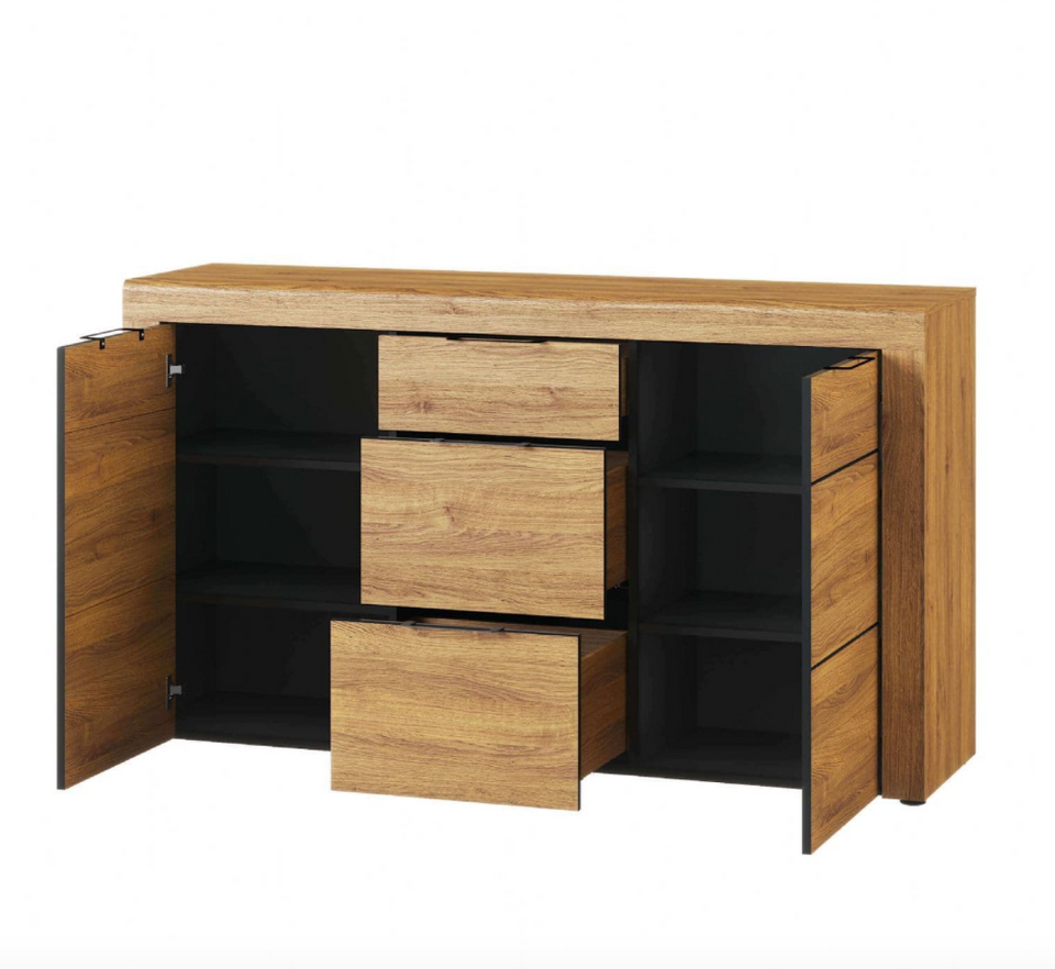 Erenity Large Oak Effect 3 Drawer Sideboard