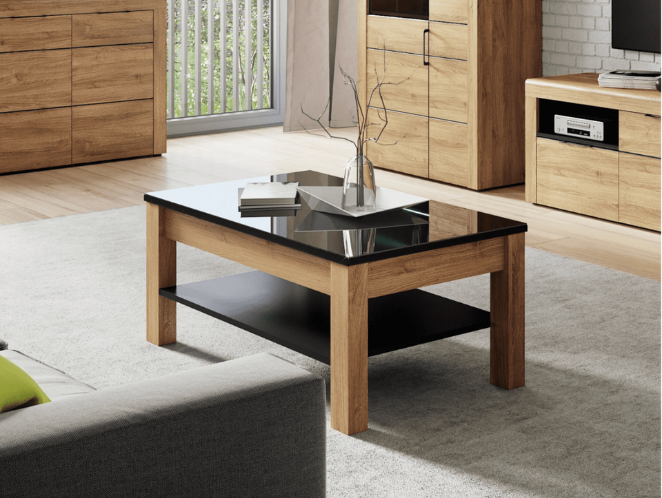 Erenity Oak Effect and Black Gloss Coffee table
