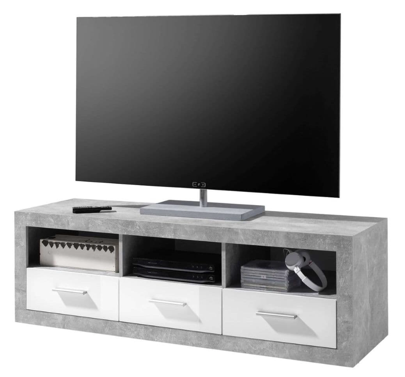 Cosmo Large TV Cabinet Grey and White Gloss - Lavish Kitchen Isle