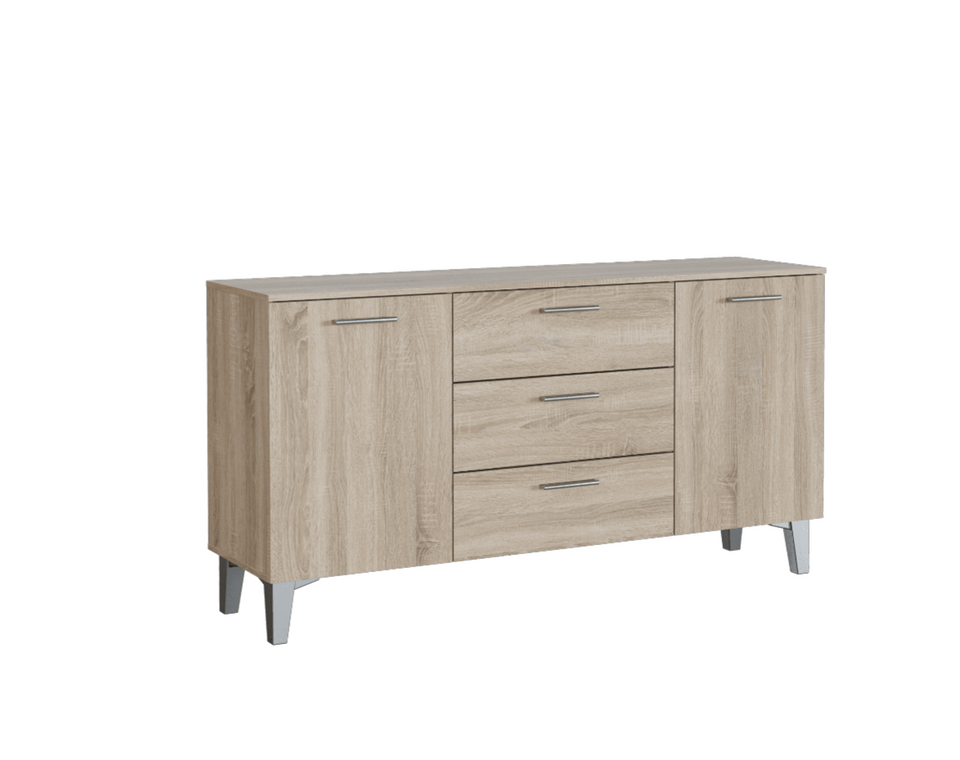 Morire Large Wide 2 Doors and 3 Drawer Sideboard- Oak Effect - Lavish Kitchen Isle