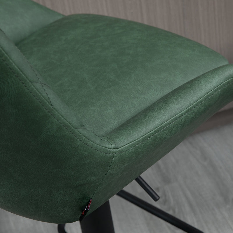 Set of 2 Upholstered Retro Bar Stools with Adjustable Swivel and Back