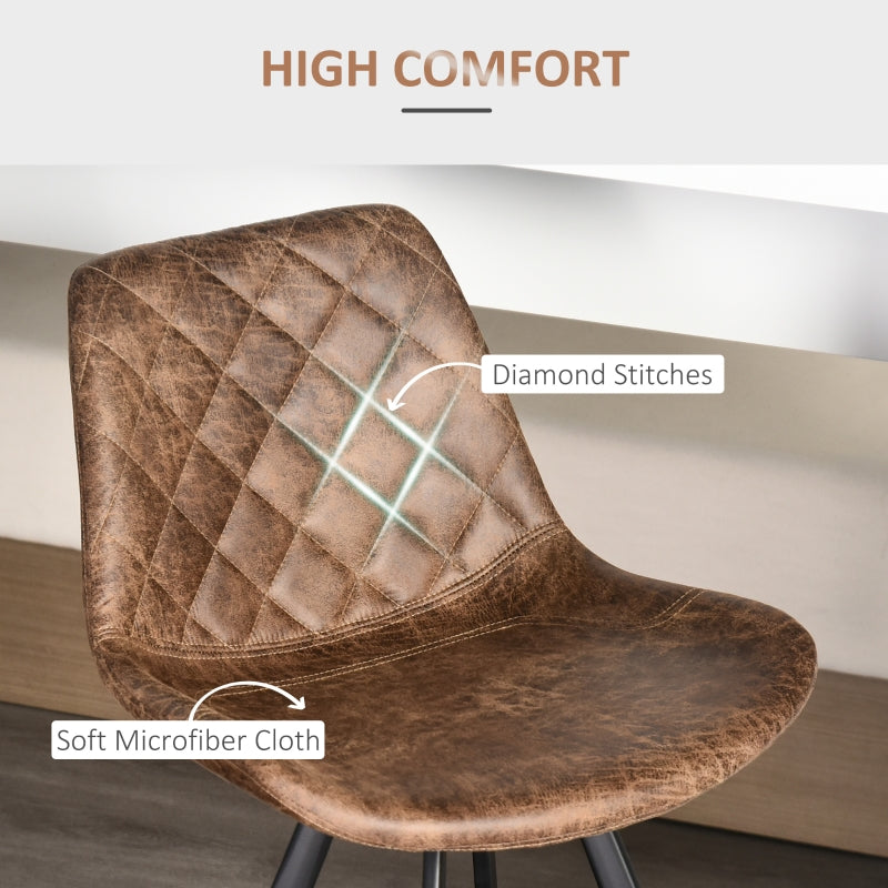 Set Of 2 Bar Stools Vintage Microfiber Cloth Padded Home Bar Cafe Kitchen Chair Dark