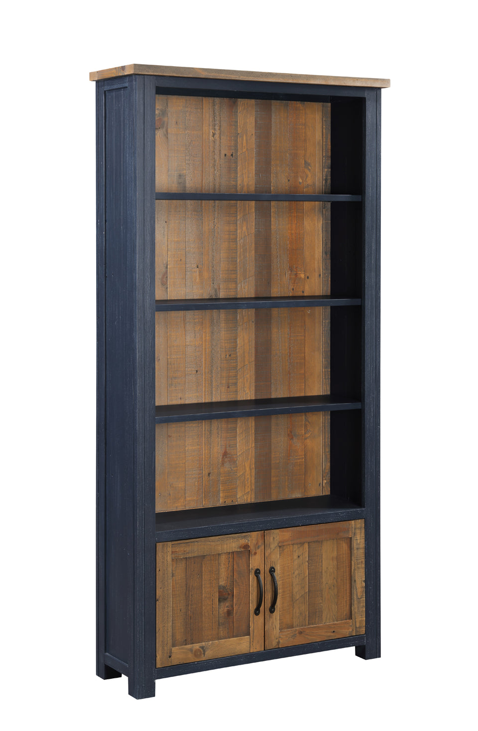 Blue - Large Open Bookcase with Doors