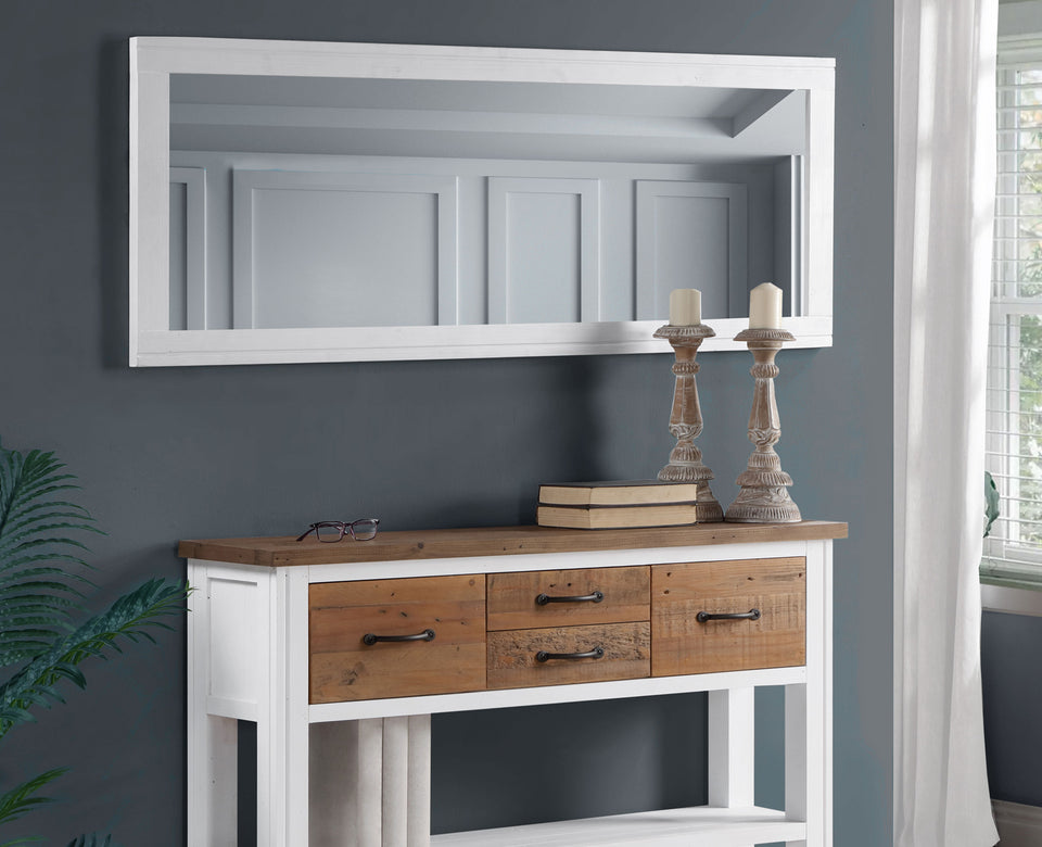 White - Extra Long Wall Mirror (Hangs Landscape & Portrait)