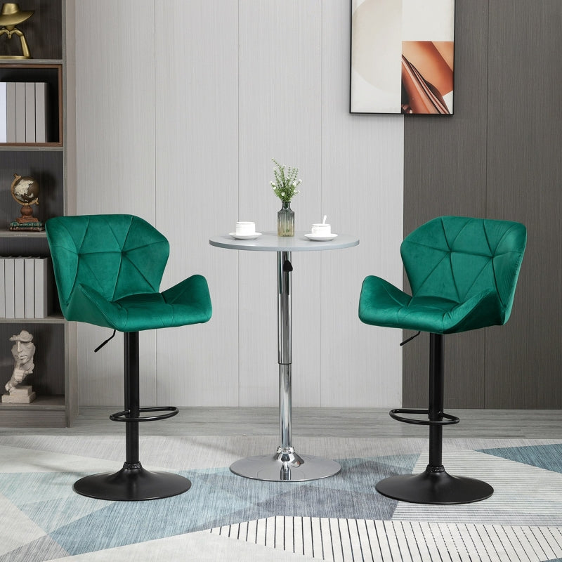 Set of 2 Adjustable Velvet Bar Stools Stylish Breakfast Stools for Kitchen, Home Bar, and Café with Footrest