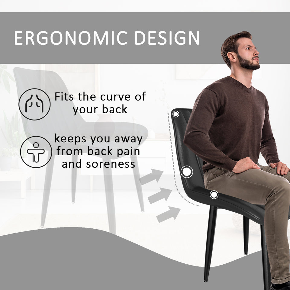 Modern Ergonomic Dining Chairs - High Back Kitchen & Office Seating (Adjustable Feet)