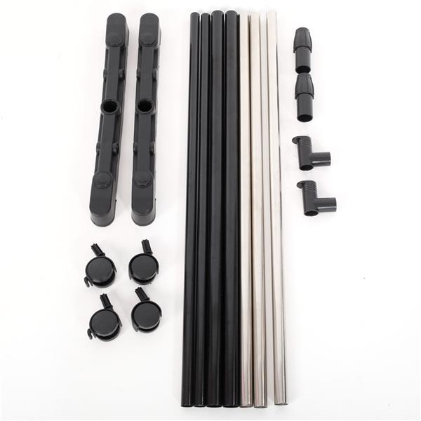 Single-bar Vertical & Horizontal Stretching Stand Clothes Rack Portable Wardrobe with Shoe Shel Black & Silver