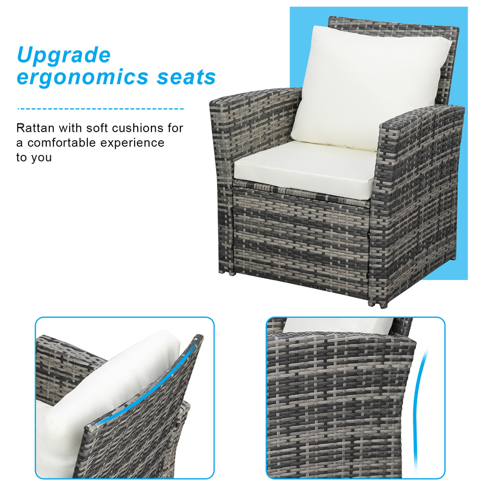 Outdoor Rattan Sofa Combination Four-piece Package-Grey