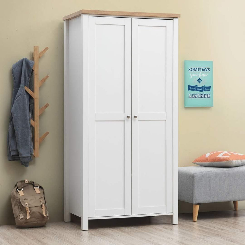 Agonmi 3 Piece Bedroom Furniture Set – 2 Door Wardrobe, Chest of Drawers, Bedside Cabinet White Finish