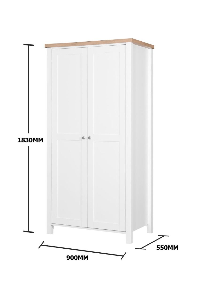 Agonmi 3 Piece Bedroom Furniture Set – 2 Door Wardrobe, Chest of Drawers, Bedside Cabinet White Finish