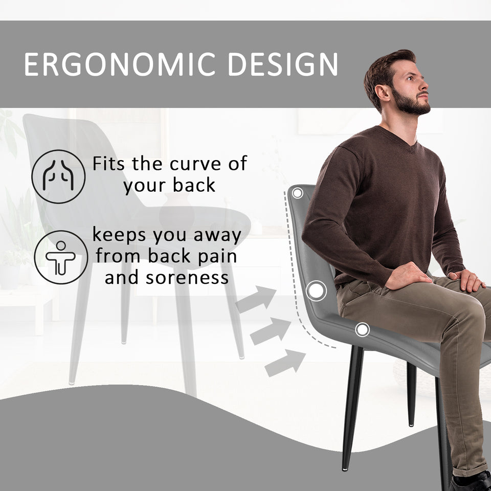 Modern Ergonomic Dining Chairs - High Back Kitchen & Office Seating (Adjustable Feet)