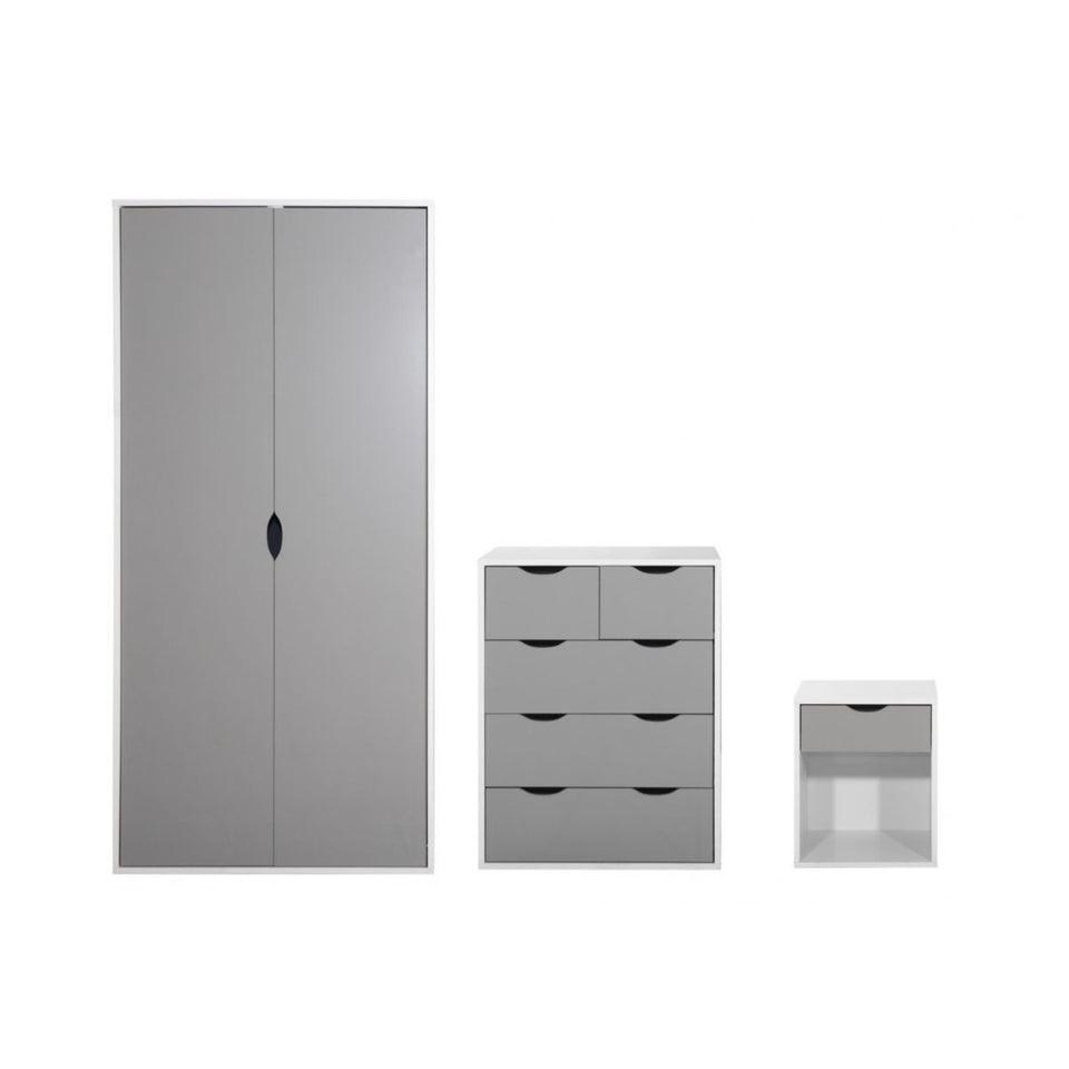 3 Piece Bedroom Furniture set Wardrobe Bedside Cabinet Chest of Drawers Set 3+2 Drawer