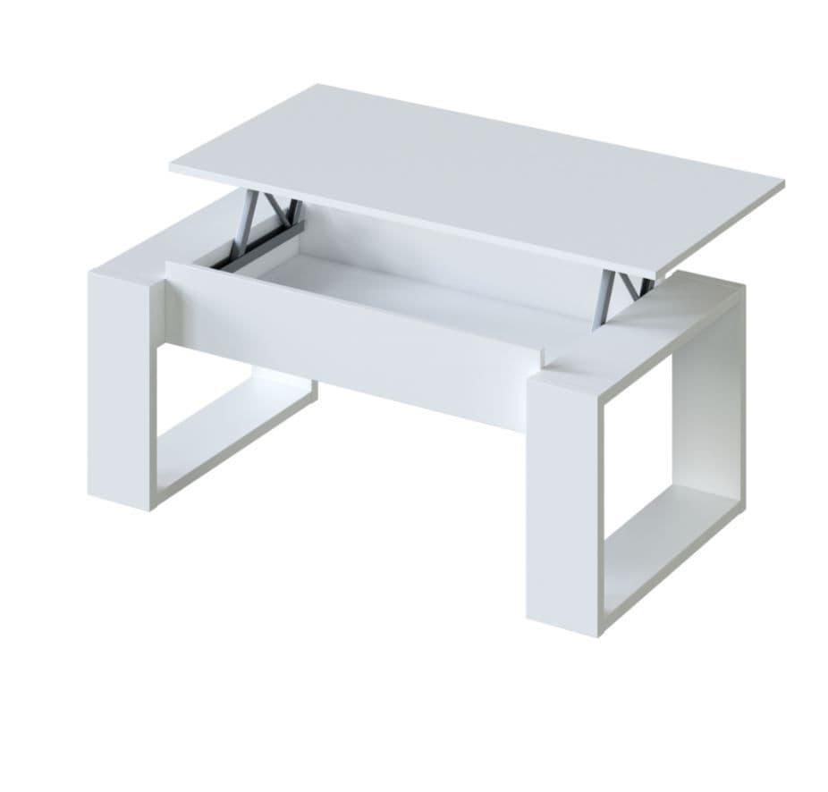 White Coffee Table with Lift-Up Storage – Modern Living Room Furniture