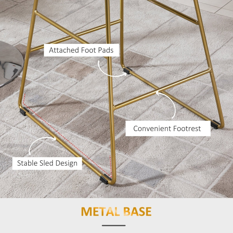 Set of 2 Bar stools Modern Counter Height Wire Metal - Gold