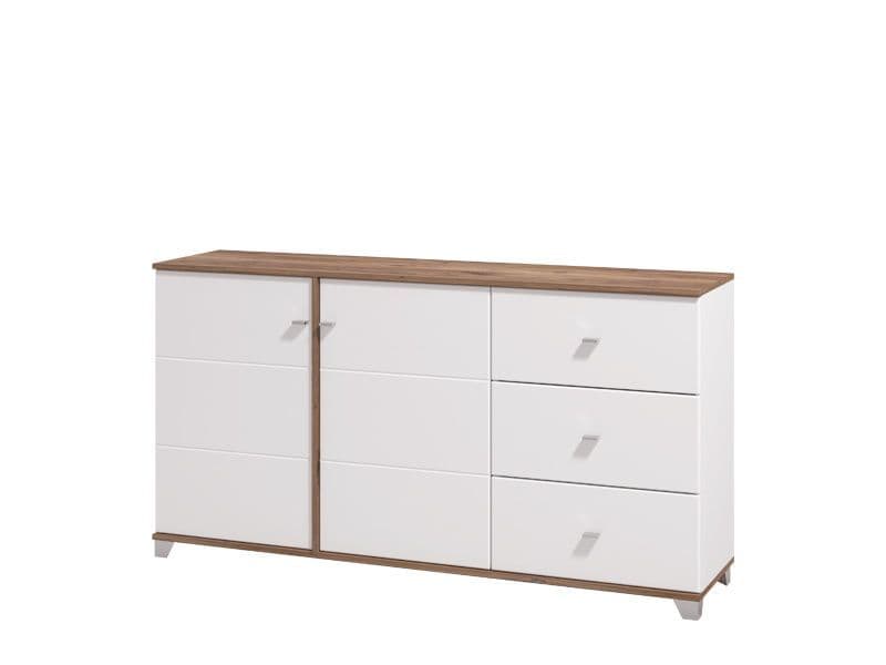 Modern white high gloss sideboard with 4 shelves and 2 doors