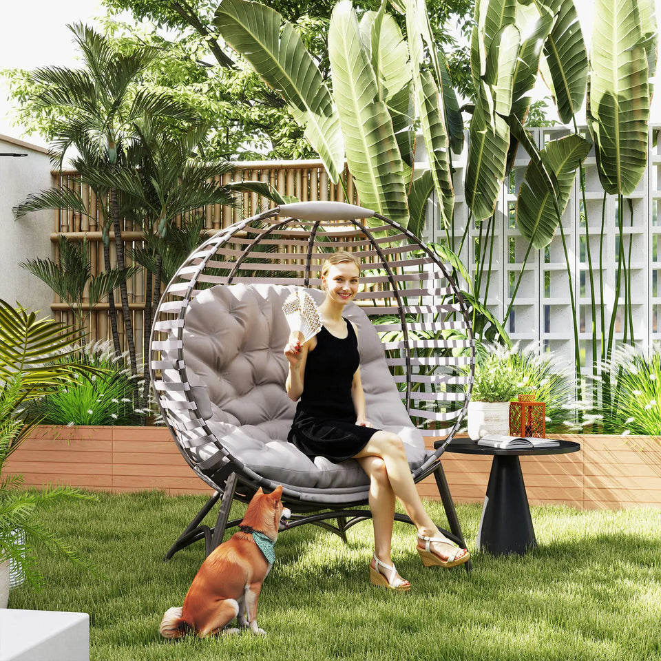 Egg Chair with Cushion & Side Pocket – Light Grey