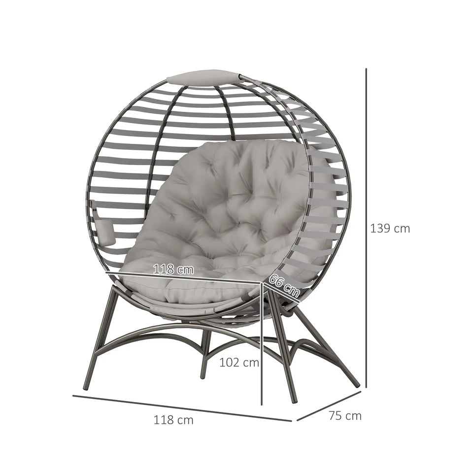 Egg Chair with Cushion & Side Pocket – Light Grey
