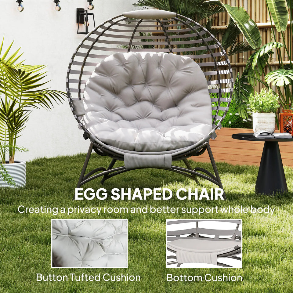 Egg Chair with Cushion & Side Pocket – Light Grey