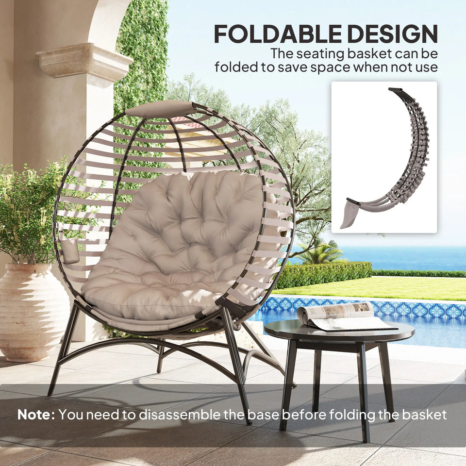 Egg Chair with Cushion & Side Pocket – Light Grey