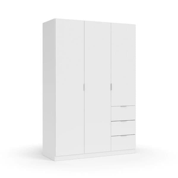 Compact 3 Door 3 Drawer White Wardrobe – Modern Bedroom Storage Solution