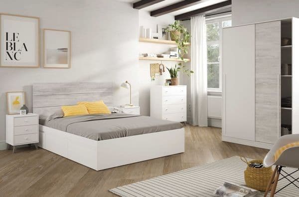 Arctic white and oak effect sliding 2-door wardrobe by Lavish Kitchen Isle, compact bedroom storage with narrow design, 120cm wide.
