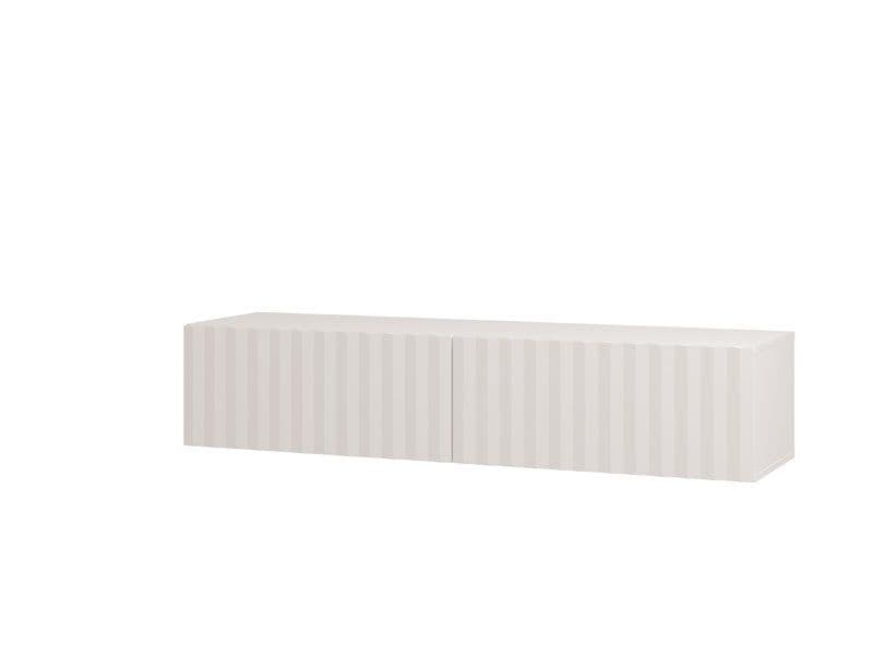 Modern Wall Mounted TV Stand in White Slat Effect – 154 cm Floating Cabinet