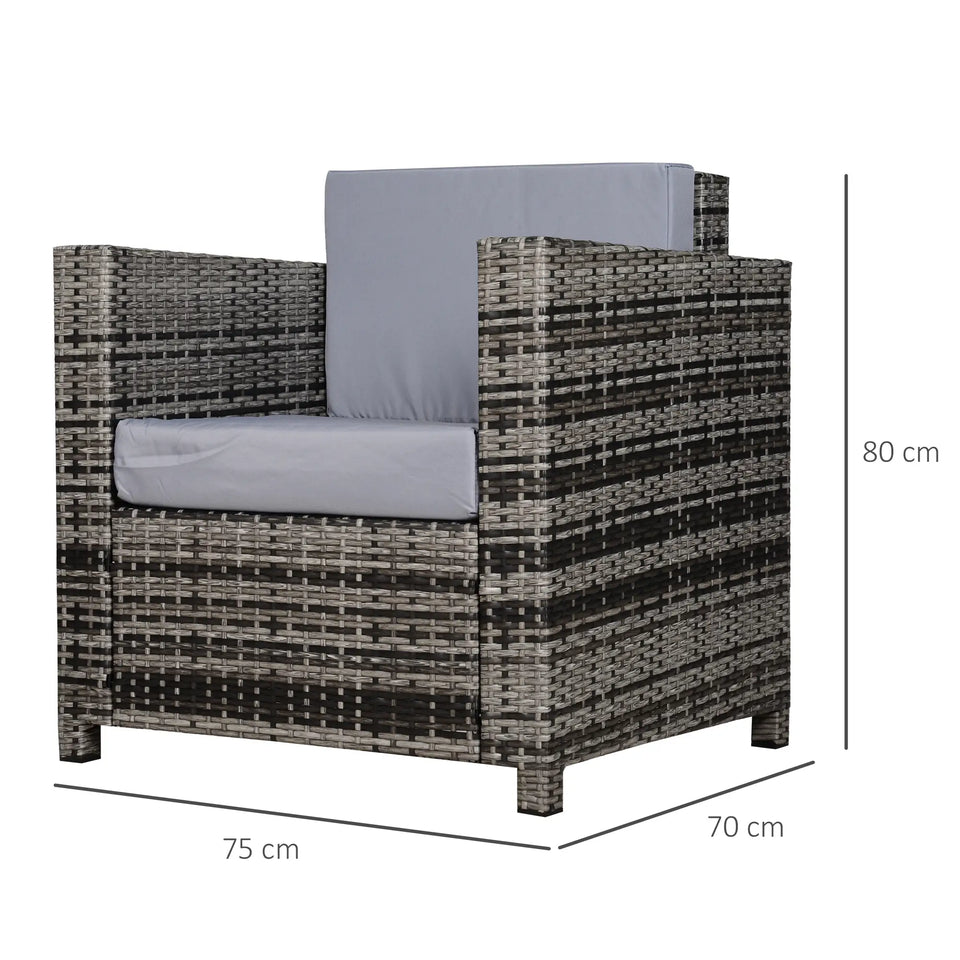 Single Seater Rattan Garden Armchair – Grey